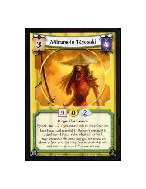 Mirumoto Ryosaki  - Dragon Clan Samurai Ryosaki has +1C if you control one or more Courtiers. Each Focus card revealed by Ryosak