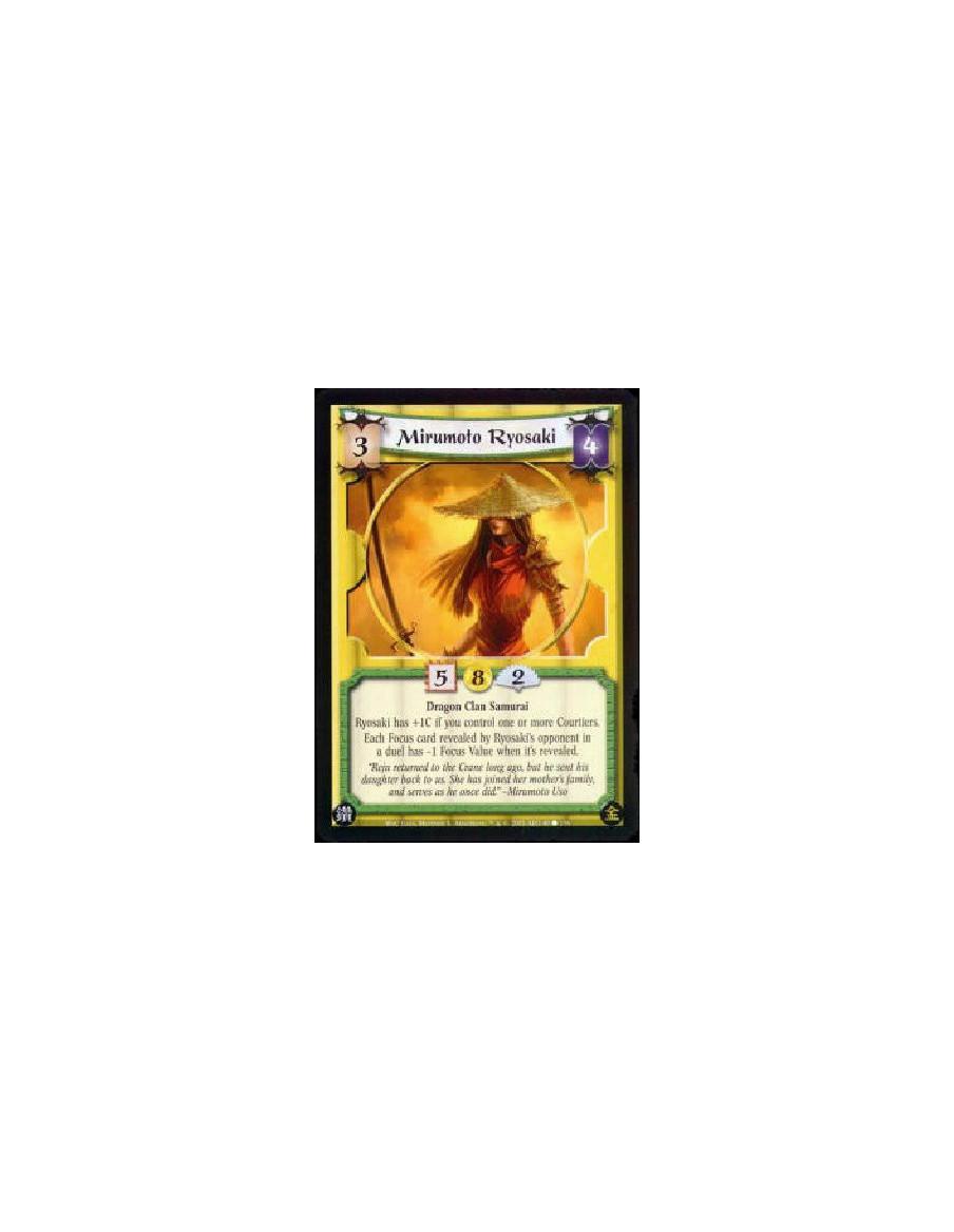 Mirumoto Ryosaki  - Dragon Clan Samurai Ryosaki has +1C if you control one or more Courtiers. Each Focus card revealed by Ryosak