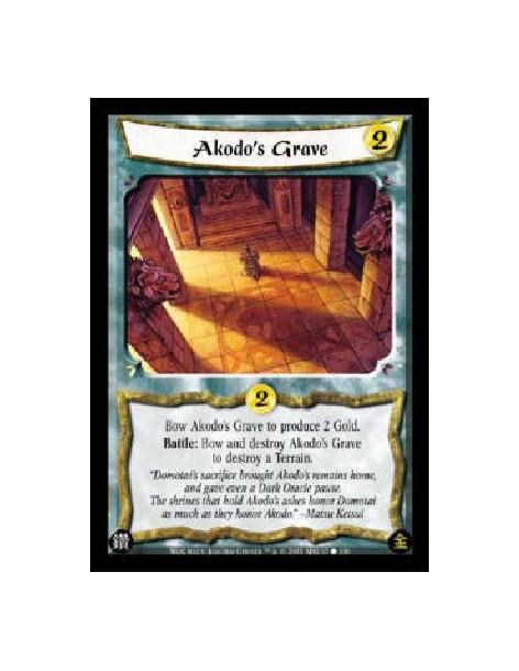 Akodo's Grave  - Bow Akodo's Grave to produce 2 Gold. Battle: Bow and destroy Akodo's Grave to destroy a Terrain.