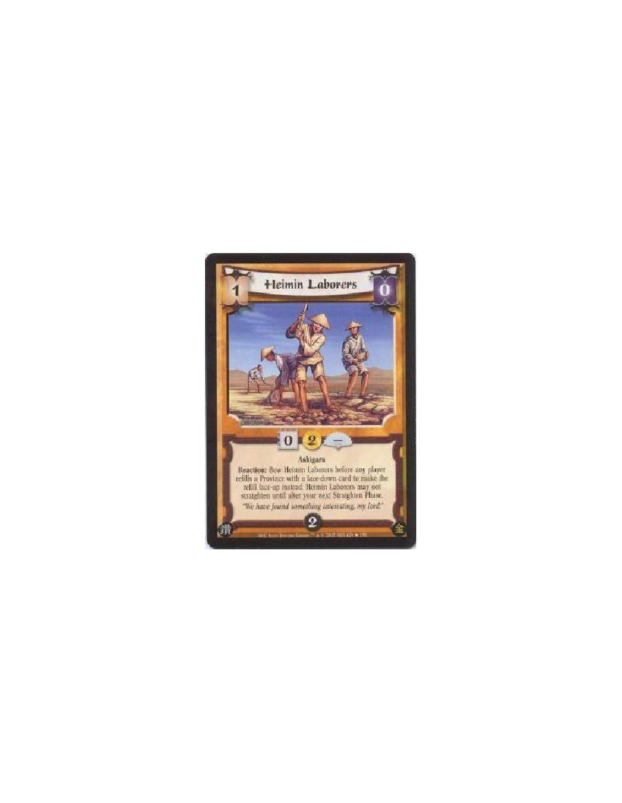Heimin Laborers  - Ashigaru Reaction: Bow Heimin Laborers before any player refills a Province with a face-down card to make the