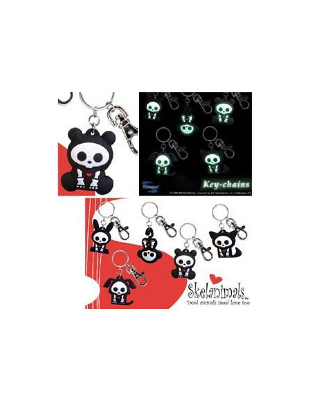 Kit (Cat) Llavero Skelanimals Brillante en la Oscuridad  - 