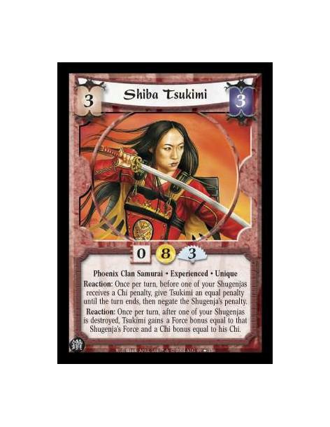 Shiba Tsukimi Exp (Español)  - Phoenix Clan Samurai. Experienced. Unique Reaction: Once per turn, before one of your Shugenja re