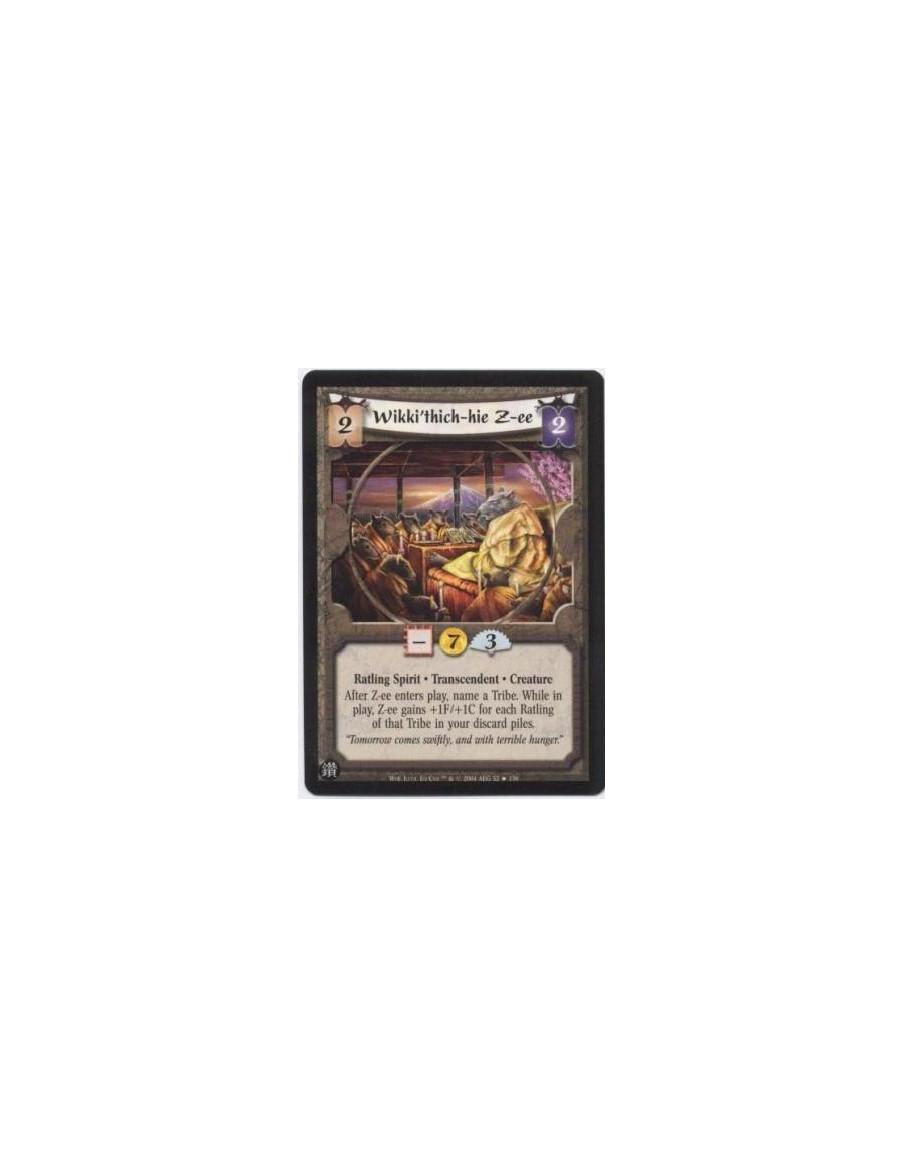 Wikki'thich-hie Z-ee FOIL (Español)  - Ratling Spirit. Transcendent. Creature After Z-ee enters play, name a Tribe. While in pla
