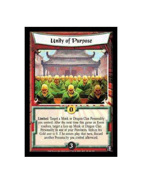 Unity of Purpose  - Limited: Target a Monk or Dragon Clan Personality you control: After the next time this game an Event resolv