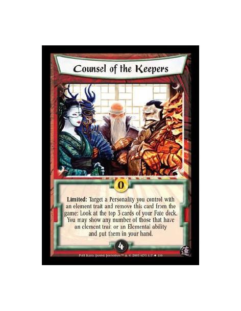 Counsel of the Keepers  - Limited: Target a Personality you control with an element trait and remove this card from the game: Lo