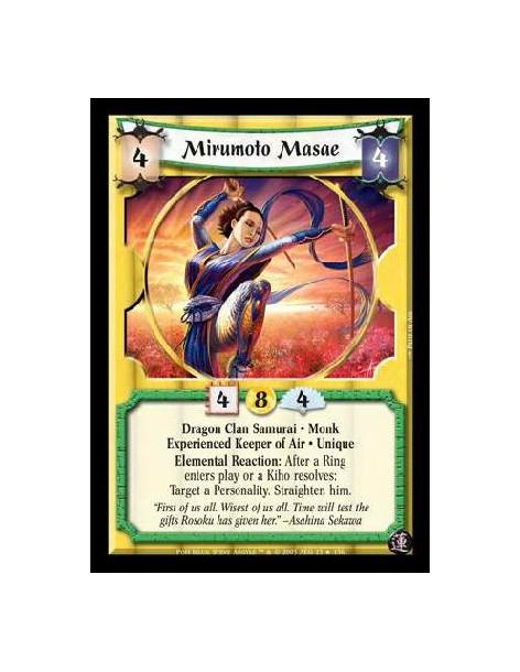 Mirumoto Masae Exp  - Dragon Clan Samurai · Monk · Experienced Keeper of Air · Unique. Elemental Reaction: After a Ring enters p