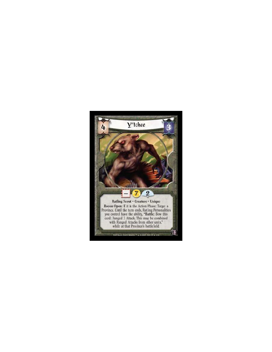 Y'tchee  - Ratling Scout · Creature · Unique. Recon Open: If it is the Action Phase: Target a Province. Until the turn ends, Rat