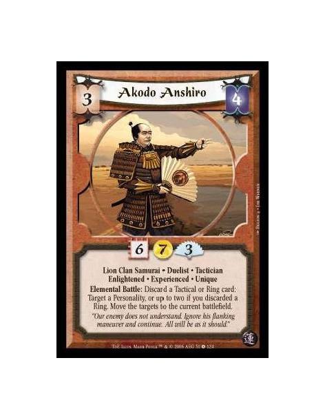 Akodo Anshiro Exp  - Lion Clan Samurai · Duelist · Tactician · Enlightened · Experienced · Unique. Elemental Battle: Discard a T