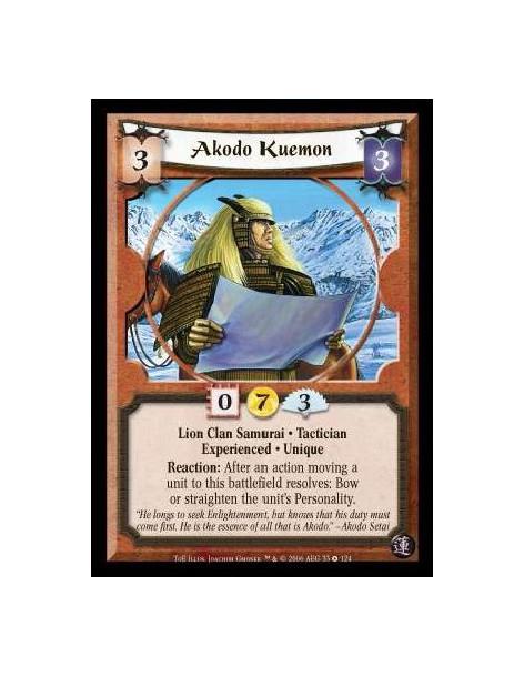 Akodo Kuemon Exp  - Lion Clan Samurai · Tactician · Experienced · Unique. Reaction: After an action moving a unit to this battle