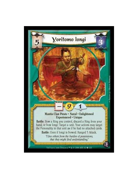 Yoritomo Iongi Exp  - Mantis Clan Pirate · Naval · Enlightened · Experienced · Unique. Battle: Bow a Ring you control, discard a