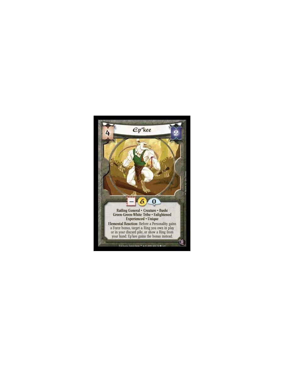 Ep'kee Exp  - Ratling General · Creature · Bushi · Green-Green-White Tribe · Enlightened · Experienced · Unique. Elemental React