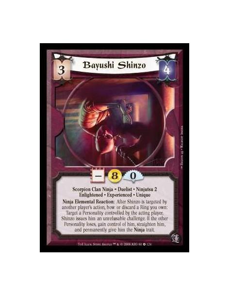 Bayushi Shinzo Exp (Español)  - Scorpion Clan Ninja · Duelist · Ninjutsu 2 · Enlightened · Experienced · Unique. Ninja Elemental
