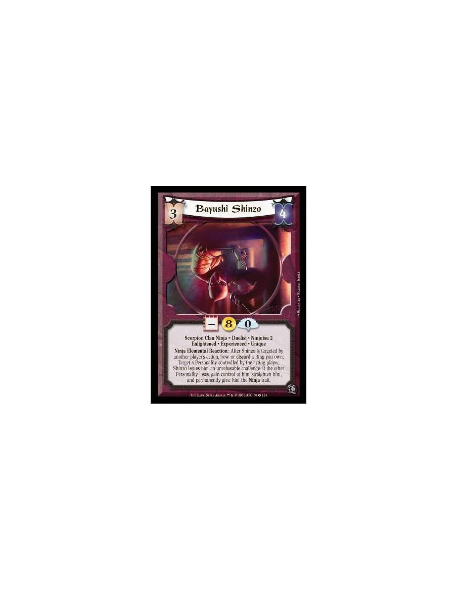 Bayushi Shinzo Exp (Español)  - Scorpion Clan Ninja · Duelist · Ninjutsu 2 · Enlightened · Experienced · Unique. Ninja Elemental