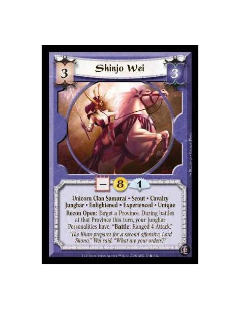 Shinjo Wei Exp  - Unicorn Clan Samurai · Scout · Cavalry · Junghar · Enlightened · Experienced · Unique. Recon Open: Target a Pr