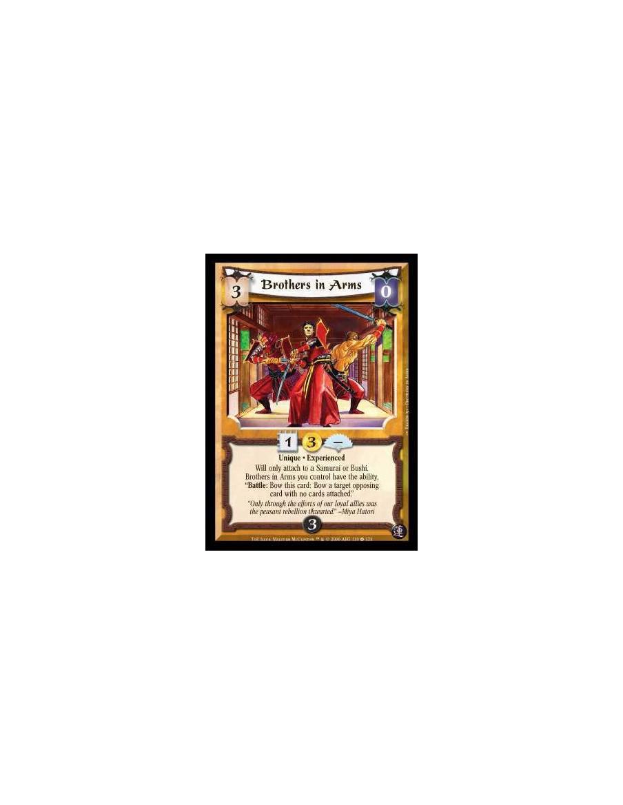 Brothers in Arms Exp  - Unique · Experienced. Can only attach to a Samurai. Your Brothers in Arms have the ability, "Battle: Bow