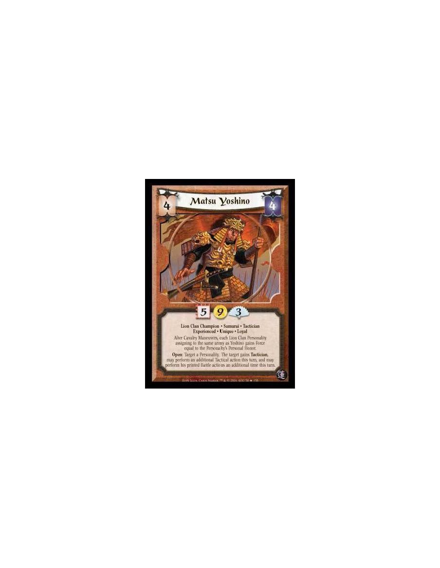 Matsu Yoshino Exp (Español)  - Lion Clan Champion · Samurai · Tactician · Experienced · Unique · Loyal. After Cavalry Maneuvers,