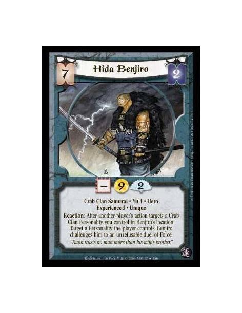 Hida Benjiro Exp FOIL (Idioma Español)  - Crab Clan Samurai · Yu 4 · Hero · Experienced · Unique. Reaction: After another player