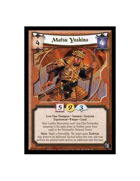 Matsu Yoshino Exp FOIL (Español)  - Lion Clan Champion · Samurai · Tactician · Experienced · Unique · Loyal. After Cavalry Maneu