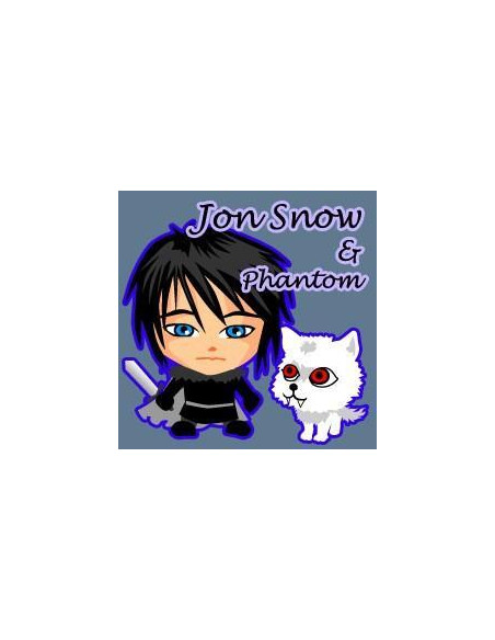 Chapa Cuadrada Jon Nieve y Fantasma  - 