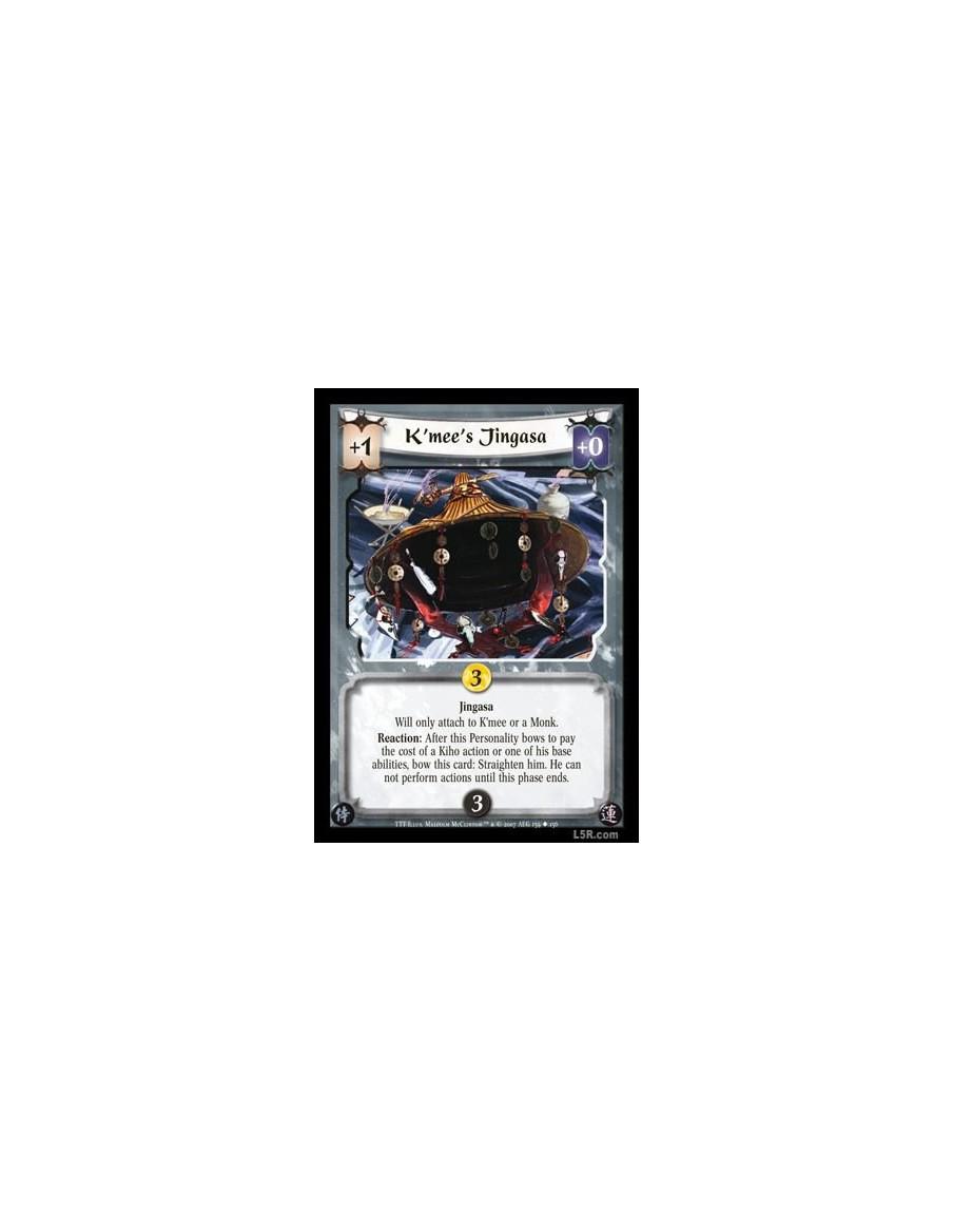 K'mee's Jingasa  - Jingasa. Will only attach to K?mee or a Monk. Reaction: After this Personality bows to pay the cost of a Kiho