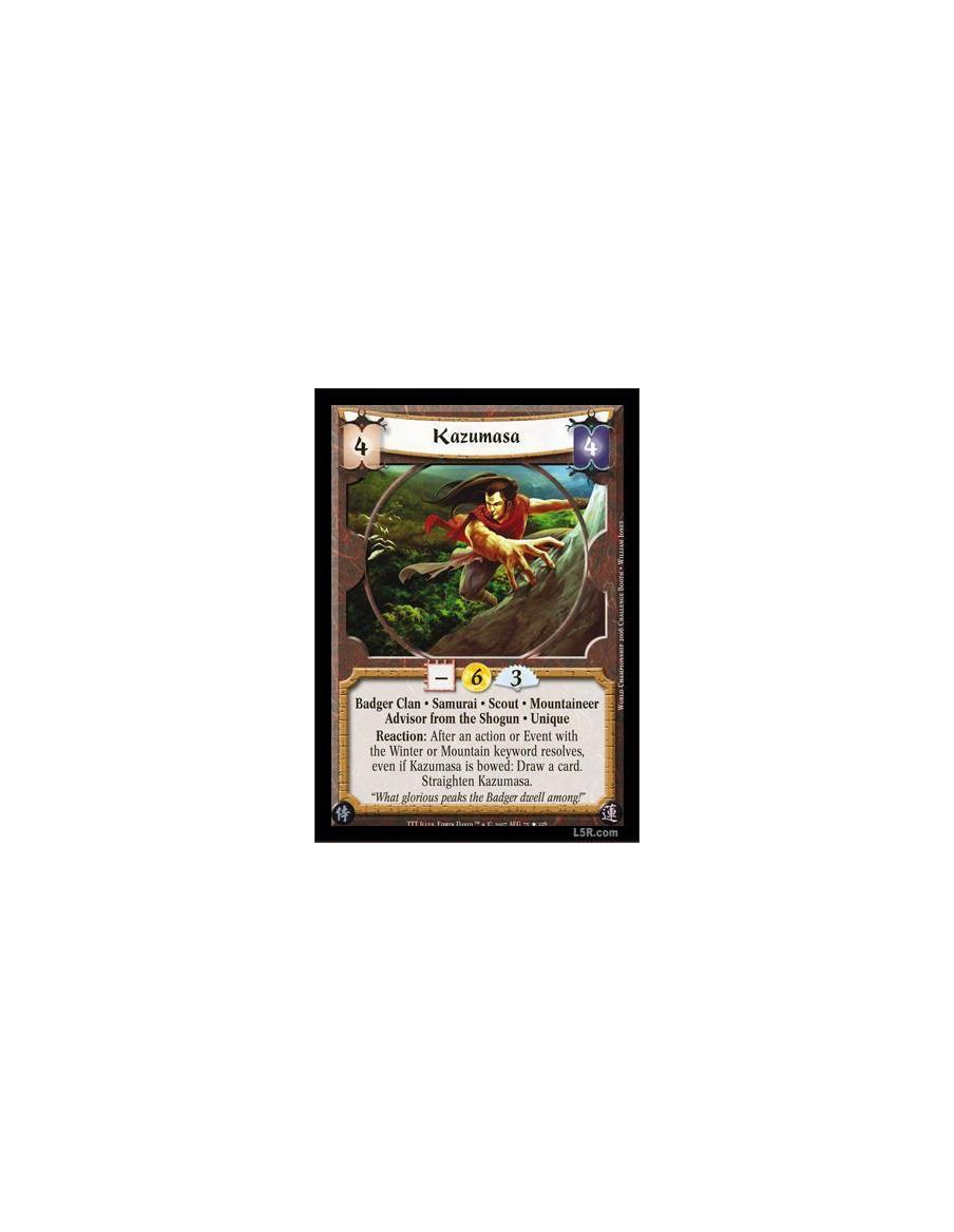 Kazumasa  - Badger Clan · Samurai · Scout · Mountaineer · Advisor from the Shogun · Unique. Reaction: After an Action or Event w