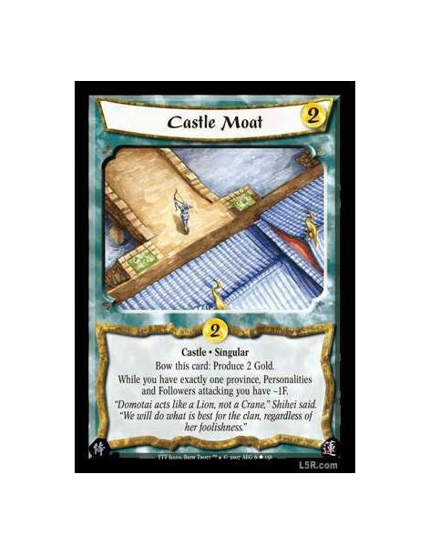 Castle Moat  - Castle · Singular. Bow this card: Produce 2 Gold. While you have exactly one province, Personalities and Follower