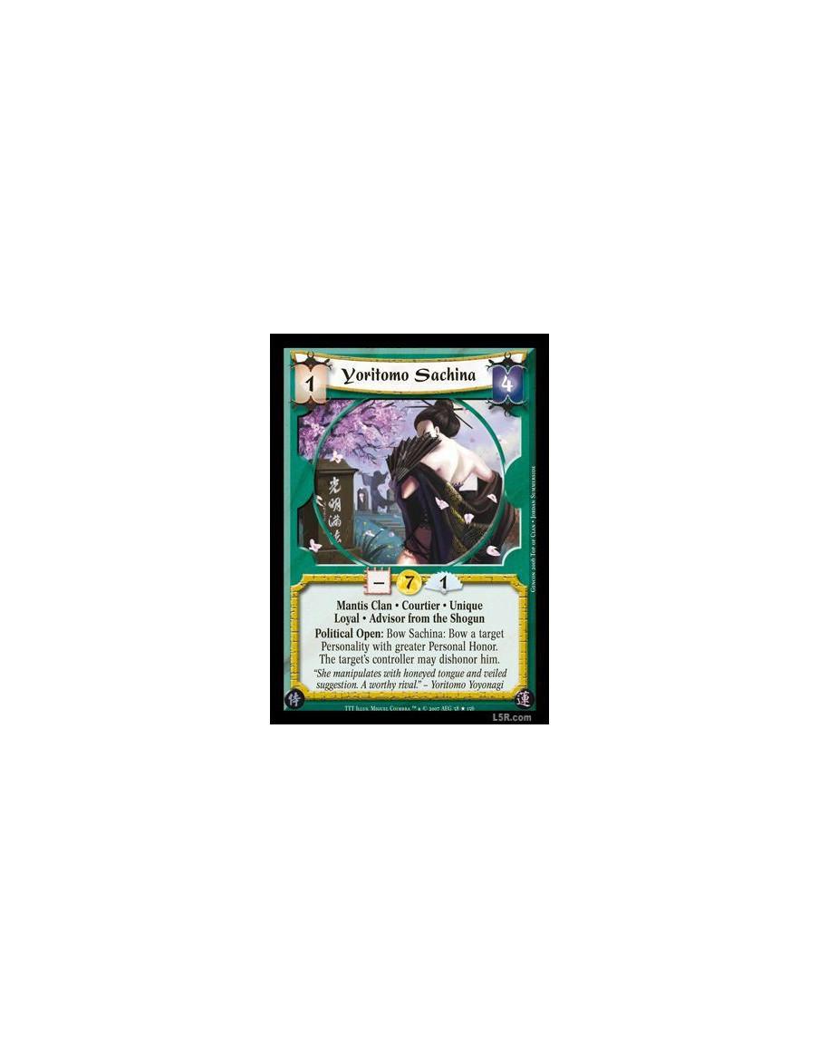 Yoritomo Sachina FOIL  - Mantis Clan · Courtier · Unique · Loyal · Advisor from the Shogun. Political Open: Bow Sachina: Bow a t