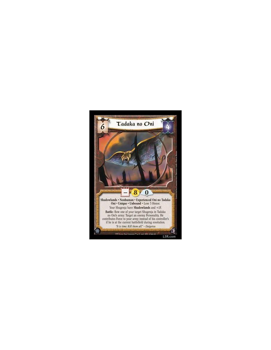 Tadaka no Oni Exp FOIL  - Shadowlands · Nonhuman · Experienced Oni no Tadaka · Oni · Unique · Unbound · Lose 3 Honor. Your Shuge