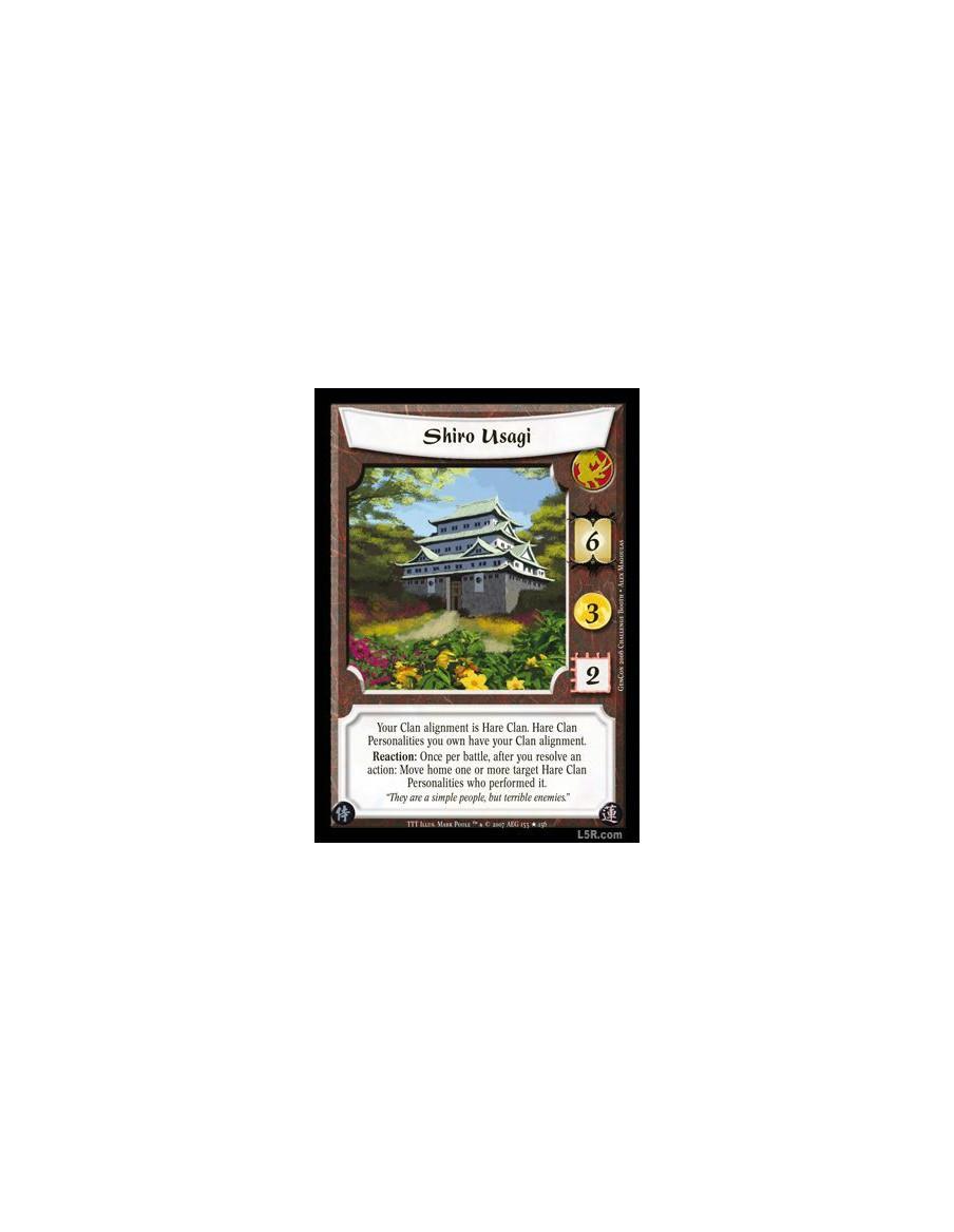 Shiro Usagi FOIL (Español)  - Your alignment is Hare Clan. Hare Clan personalities you own have your clan alignment. Reaction: O