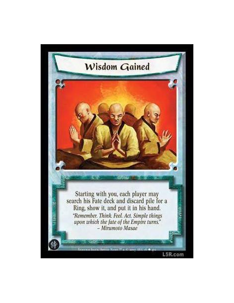 Wisdom Gained  - Starting with you, aach player may search his Fate deck and discard pile for a Ring, show it, and put it in his