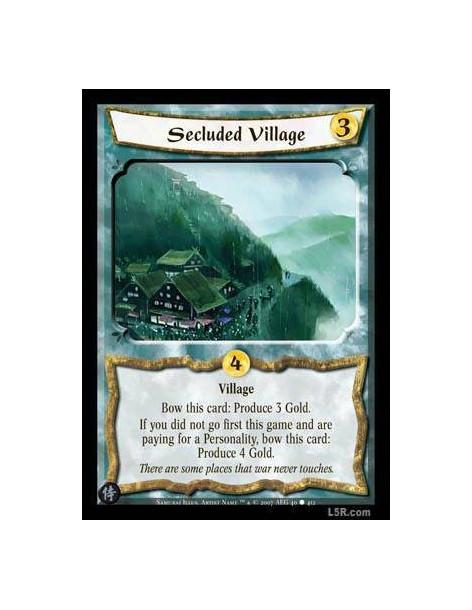 Secluded Village (Español)  - Village Bow this card: Produce 3 Gold. If you did not go first this gameand are paying for a Perso
