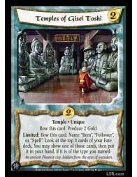 Temples of Gisei Toshi  - Temple · Unique Bow this card: Produce 2 Gold. Limited: Bow this card: Name "Item", "Follower" or "Spe