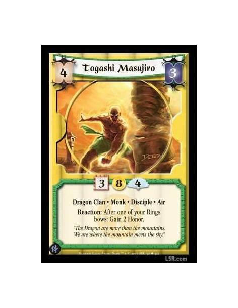 Togashi Masujiro  - Dragon Clan · Monk · Disciple · Air  Reaction:  After one of your Rings bows: Gain 2 Honor.