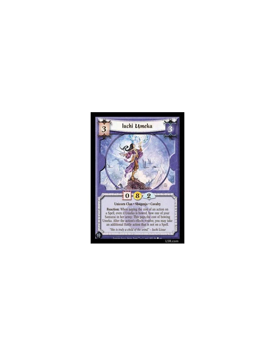 Iuchi Umeka  - Unicorn Clan · Shugenja · Cavalry. Reaction: When paying the cost of an action on a Spell, even if Umeka is bowed