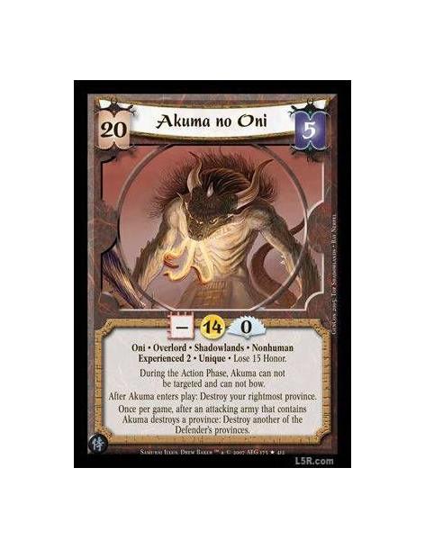 Akuma no Oni Exp2 (Español)  - Oni · Overlord · Shadowlands · Nonhuman · Experienced 2 · Unique · Lose 15 Honor. During the Acti