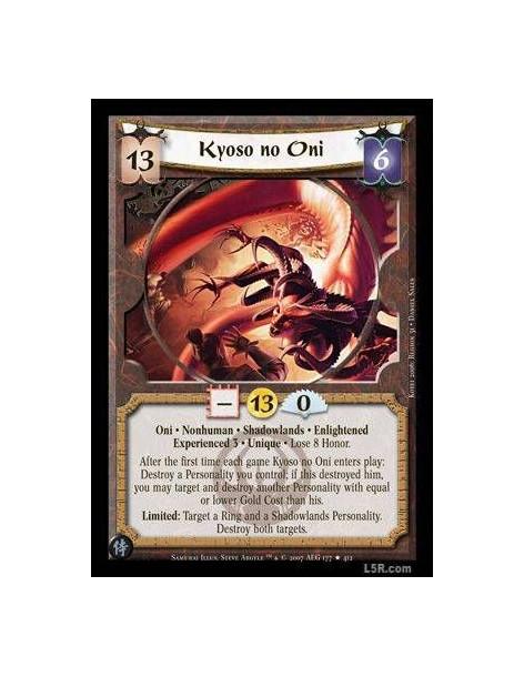 Kyoso no Oni Exp3  - Oni · Nonhuman · Shadowlands · Enlightened · Experienced 3 · Unique · Lose 8 Honor. After the first time ea