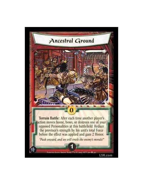 Ancestral Ground  - Terrain Battle: After each time another player's action moves home, bows, or destroys one of your opposed Pe