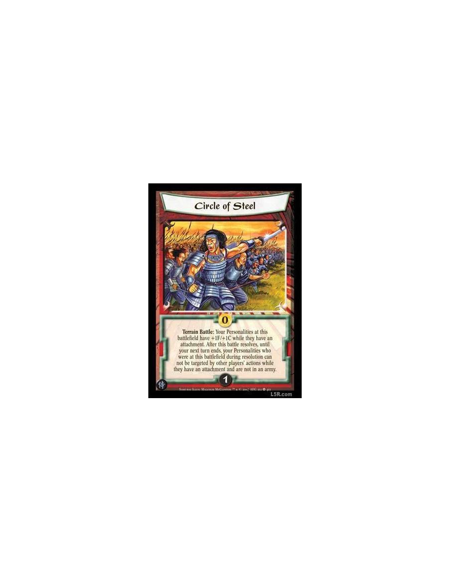 Circle of Steel  - Terrain Battle: Your Personalities at this battlefield have +1F/+1C while they have an attachment. After this