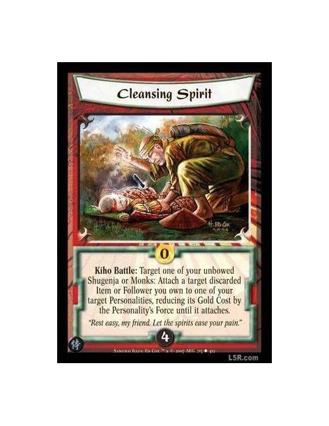 Cleansing Spirit  - Kiho Battle : Target one of your unbowed Shugenja or Monks: Attach a target discarded Item or Follower you o
