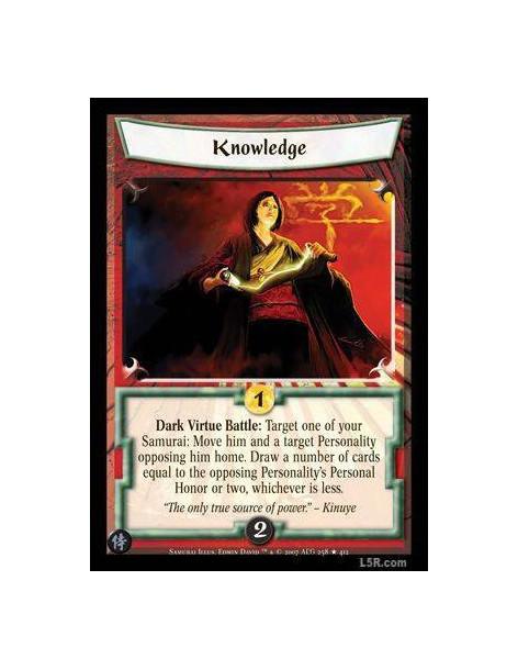 Knowledge  - Dark Virtue Battle : Target one of your Samurai: Move him and a target Personality opposing him home. Draw a number