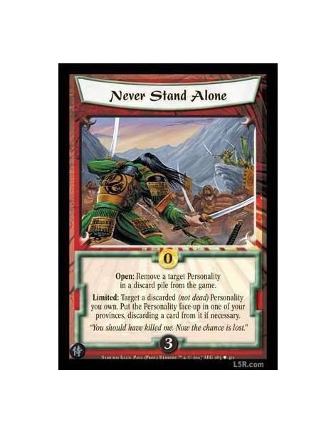 Never Stand Alone (Español)  - Open: Remove a target Personality in a discard pile from the game. Limited: Target a discarded (n