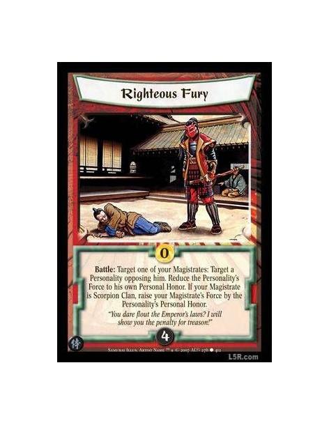 Righteous Fury  - Battle : Target one of your Magistrates: Target a Personality opposing him. Reduce the Personality's Force to 