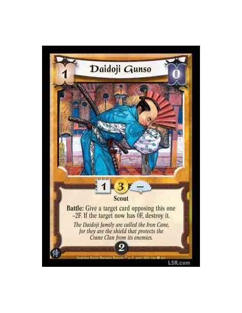 Daidoji Gunso  - Scout Battle : Give a target card opposing this one -2F. If the target now has 0F, destroy it.