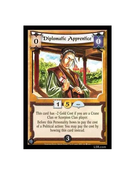 Diplomatic Apprentice  - This card has -2 Gold Cost if you are a Crane Clan or Scorpion Clan player. Before this Personality bow