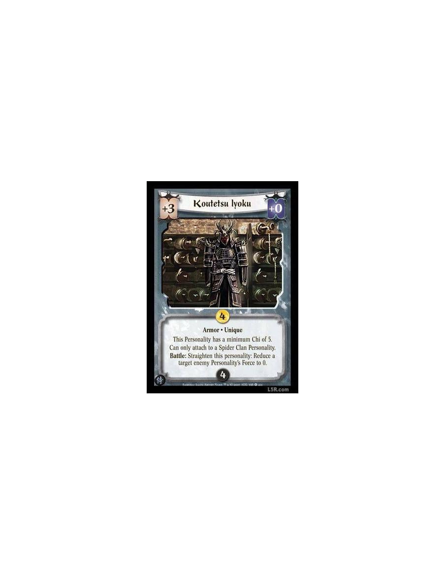 Koutetsu Iyoku (Español)  - Armor · Unique. This Personality has a minimum Chi of 5. Can only attach to a Spider Clan Personalit
