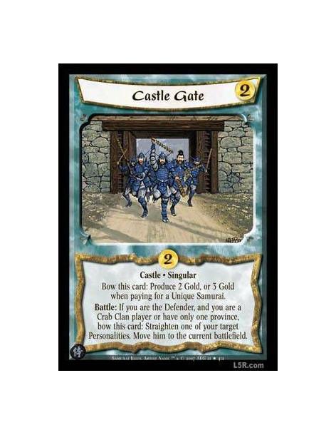 Castle Gate FOIL  - Castle Singular. Bow this card: Produce 2 Gold, or 3 Gold when paying for a Unique Samurai. Battle: If you a