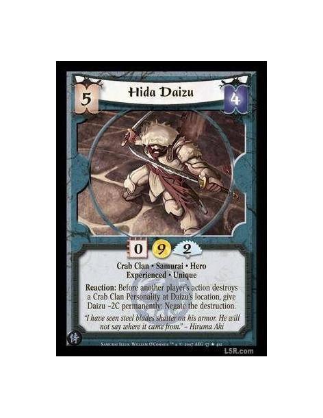 Hida Daizu Exp FOIL  - Crab Clan · Samurai · Hero · Experienced · Unique. Reaction: Before another player's action destroys a Cr
