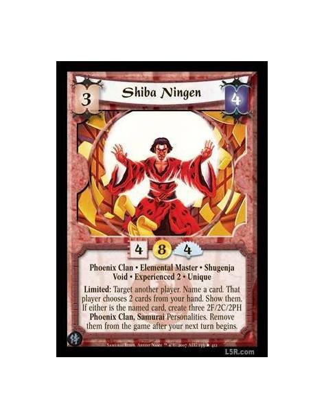 Shiba Ningen Exp2 FOIL  - Phoenix Clan · Elemental Master · Shugenja · Void · Experienced 2 · Unique. Limited: Target another pl