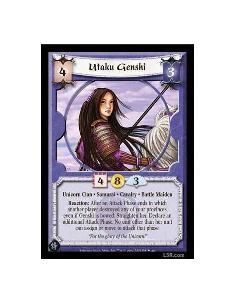 Utaku Genshi FOIL  - Unicorn Clan · Samurai · Cavalry · Battle Maiden. Reaction: After an Attack Phase ends in which another pla