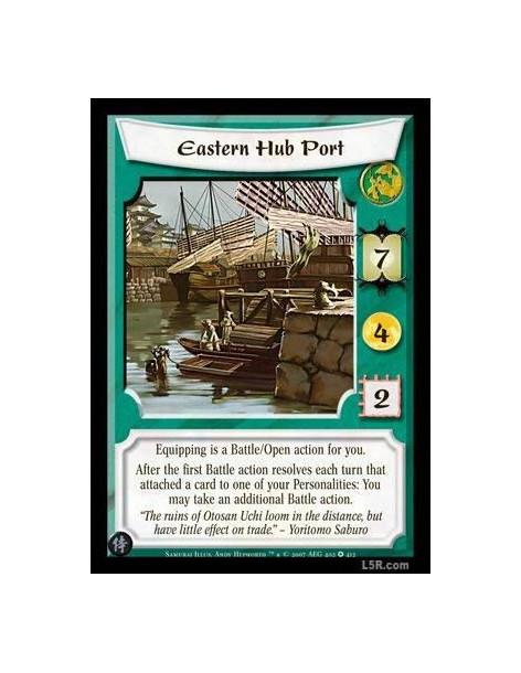 Eastern Hub Port Full Bleed  - Equipping is a Battle/Open action for you. After the first Battle action resolves each turn that
